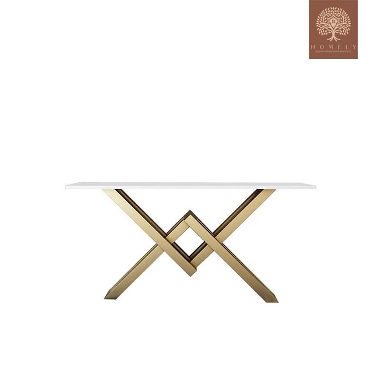 AHANA-CONSOLE BLANCHE ET DORÉE EN MÉTAL DE BASE EN GRAND FORMAT- Homely
