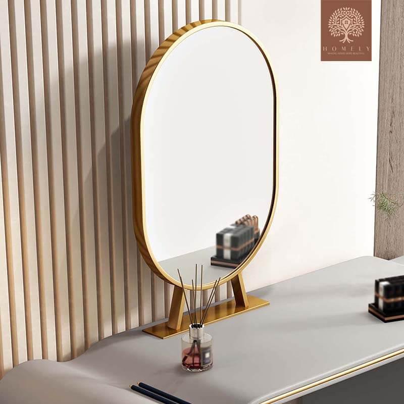 OLYMPIA -ENSEMBLE DE VANITÉ DE MAQUILLAGE EN BOIS ET MÉTAL GRIS FONCÉ- Homely