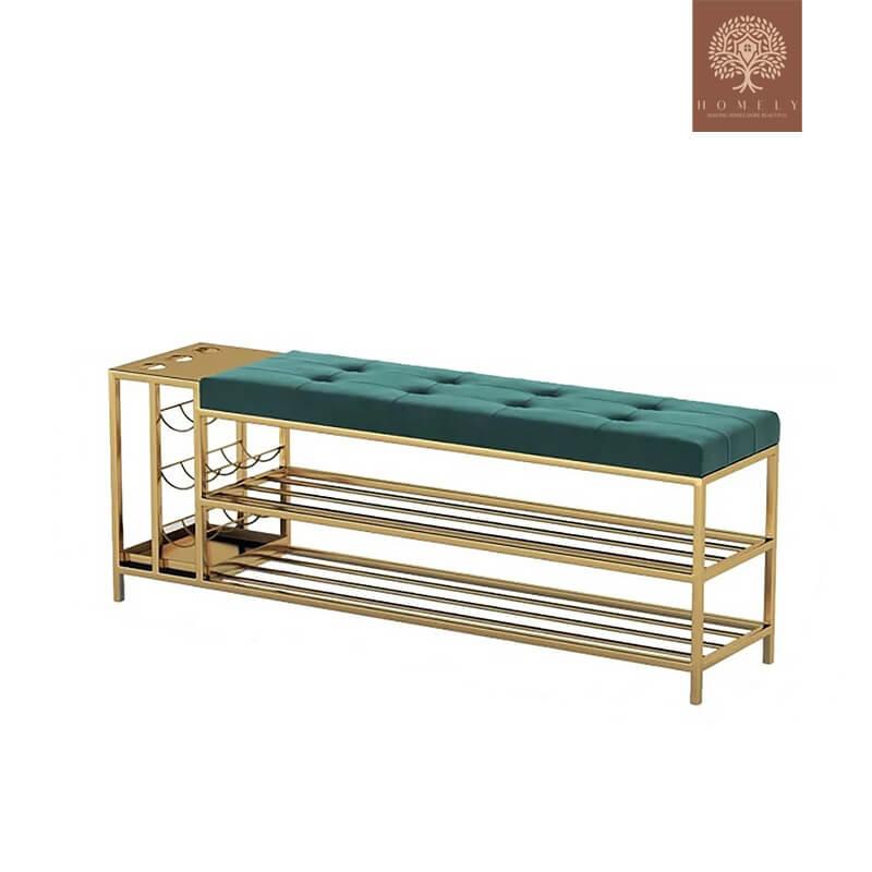 EDMONSON-BANC DE RANGEMENT POUR CHAUSSURES REMBOURRÉ EN VELOURS AVEC PORTE-PARAPLUIE- Homely