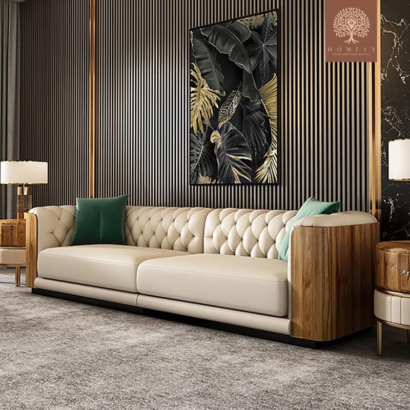 BENITEZ-ENSEMBLE DE 3 CANAPÉS TUFTÉS EN SIMILICUIR BEIGE MODERNE- Homely