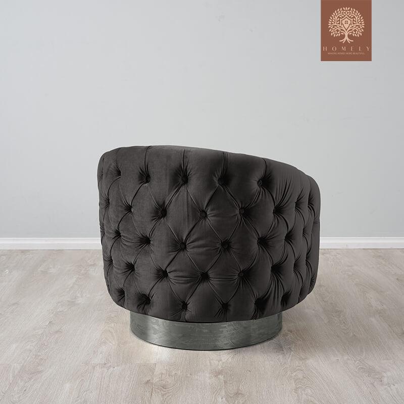 Evervista-Ensemble de salon 3 pièces Chesterfield en velours de luxe Charcoal- Homely