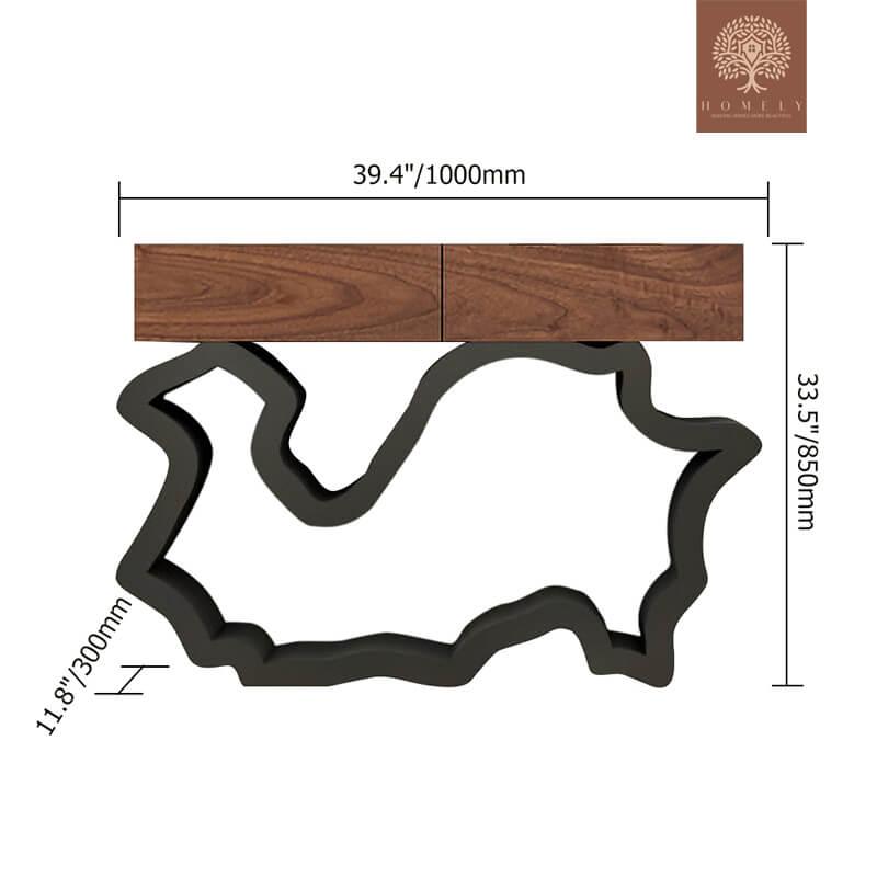 SNARI-TABLE CONSLOE MODERNE EN NOYER AVEC TIROIRS- Homely