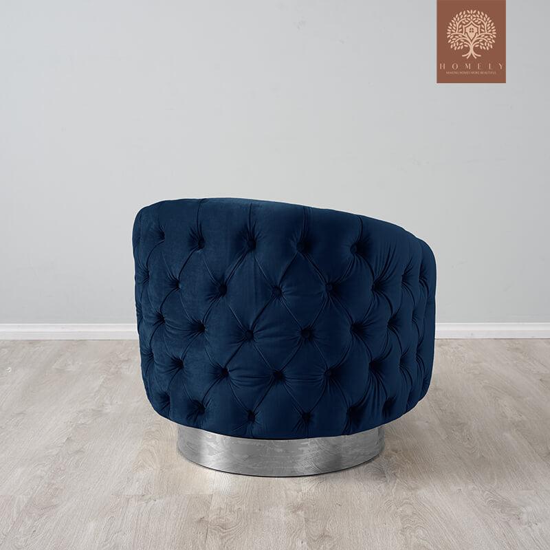 Evervista-Ensemble de salon 3 pièces Chesterfield en velours de luxe Bleu marine- Homely