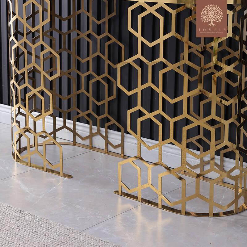 MAURICE-CONSOLE OVALE BLANCHE EN MARBRE AVEC DEUX PIÉDESTAUX- Homely