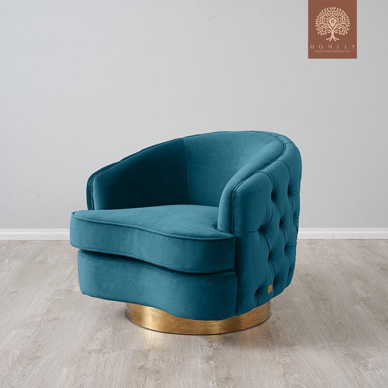 Evervista-Ensemble de salon 3 pièces Chesterfield en velours de luxe Bleu paon- Homely