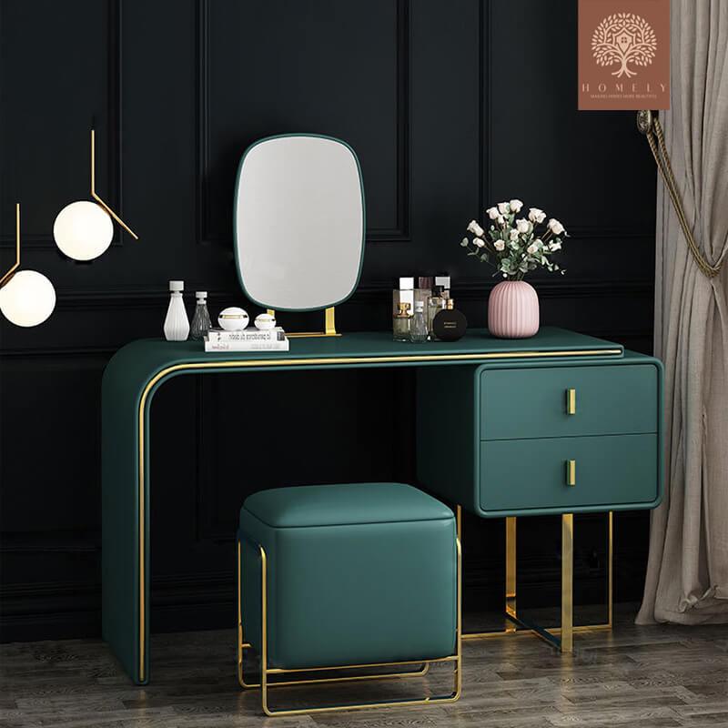 SCOT-COIFFEUSE VERT EXTENSIBLE AVEC MIROIR ET TABOURET- Homely