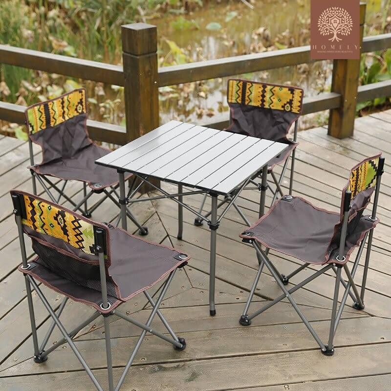 MIRALOMA ENSEMBLE DE TABLE ET CHAISE PLIANTE PORTABLE, 5 PIÈCES - Homely