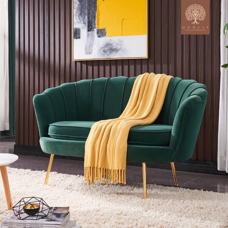 JASMINE-ENSEMBLE DE SALON 7 PLACES EN VELOURS DE LUXE- Homely