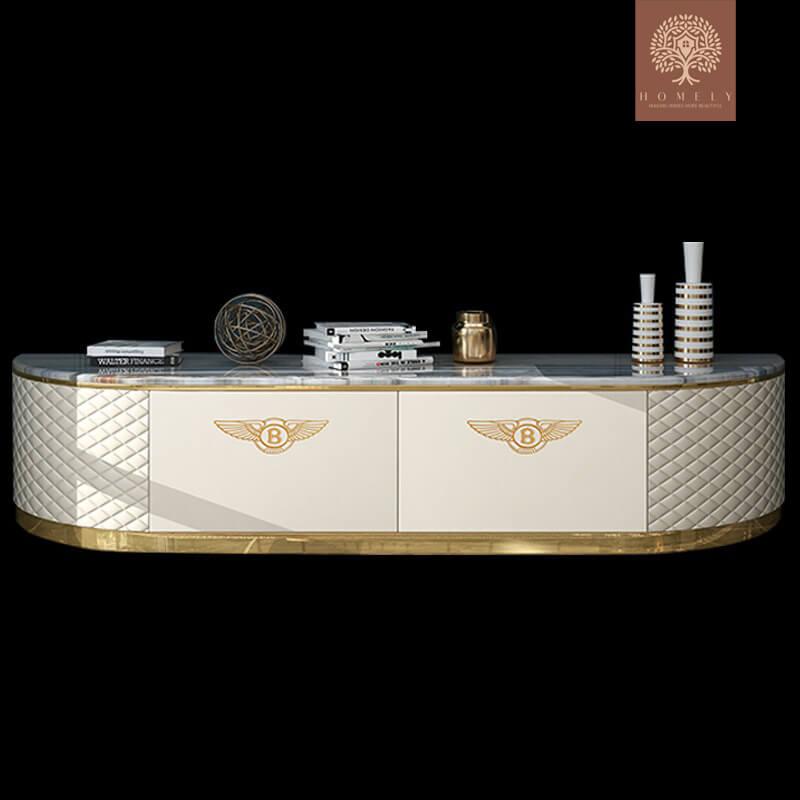 BENTLEY-ENSEMBLE DE MEUBLE TV LUXE ET TABLE BASSE AVEC 3 TIROIRS- Homely