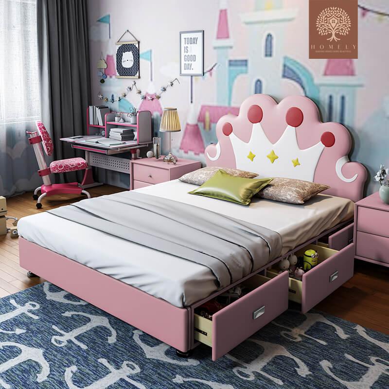 MELAINA-LIT MODERNE EN SIMILICUIR POUR GARÇON ET FILLE- Homely