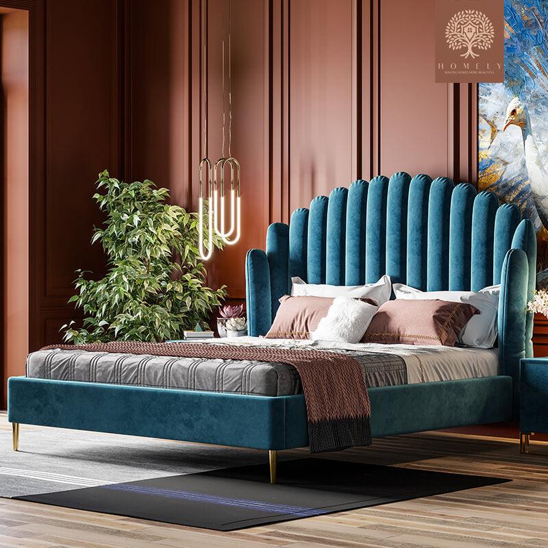 SWEN-LIT REMBOURRÉ MODERNE EN VELOURS- Homely