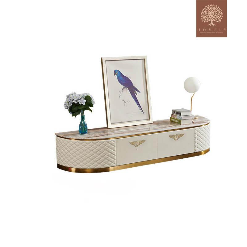 BENTLEY-ENSEMBLE DE MEUBLE TV LUXE ET TABLE BASSE AVEC 3 TIROIRS- Homely