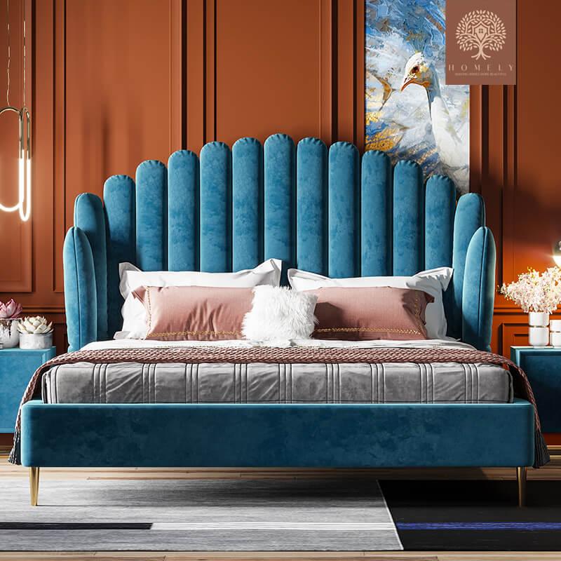 SWEN-LIT REMBOURRÉ MODERNE EN VELOURS- Homely