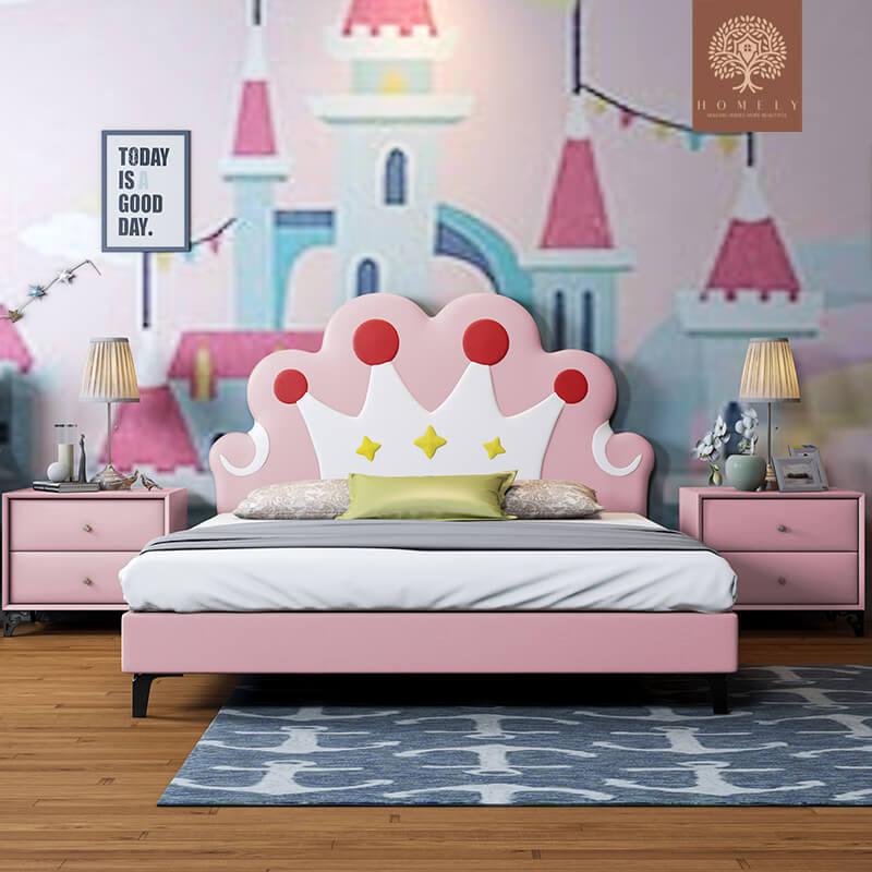 MELAINA-LIT MODERNE EN SIMILICUIR POUR GARÇON ET FILLE- Homely