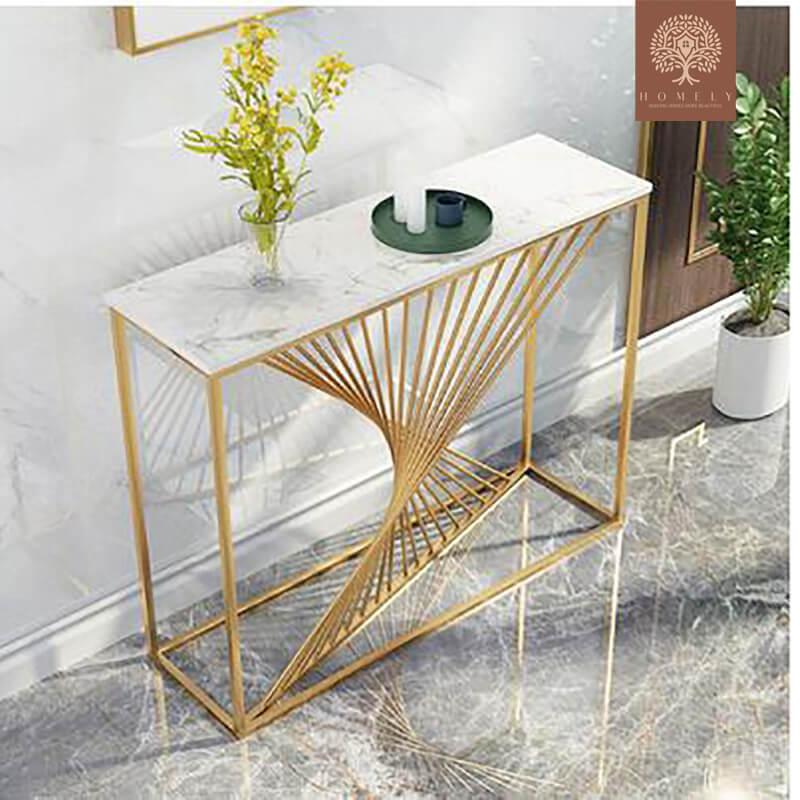 JIULIETTA-CONSOLE MODERNE AVEC CADRE EN ACIER INOXYDABLE- Homely