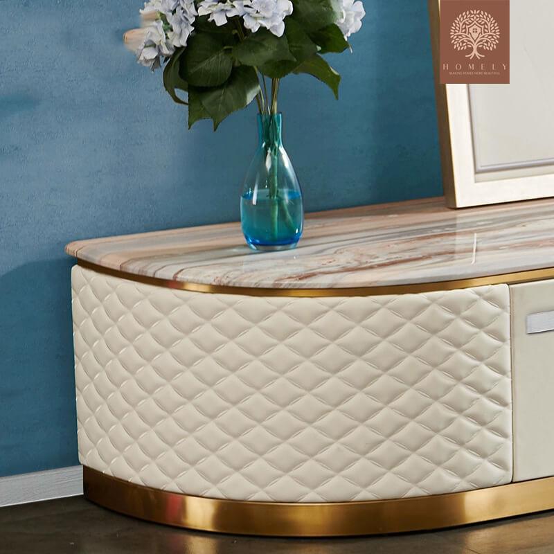 BENTLEY-ENSEMBLE DE MEUBLE TV LUXE ET TABLE BASSE AVEC 3 TIROIRS- Homely