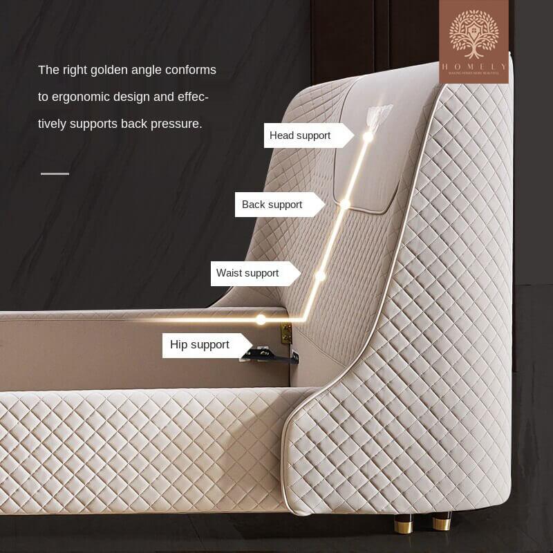 BUGATTI-LIT REMBOURRÉ MODERNE EN CUIR MICROFIBRE BEIGE- Homely