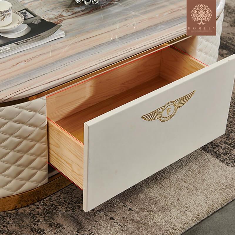 BENTLEY-ENSEMBLE DE MEUBLE TV LUXE ET TABLE BASSE AVEC 3 TIROIRS- Homely
