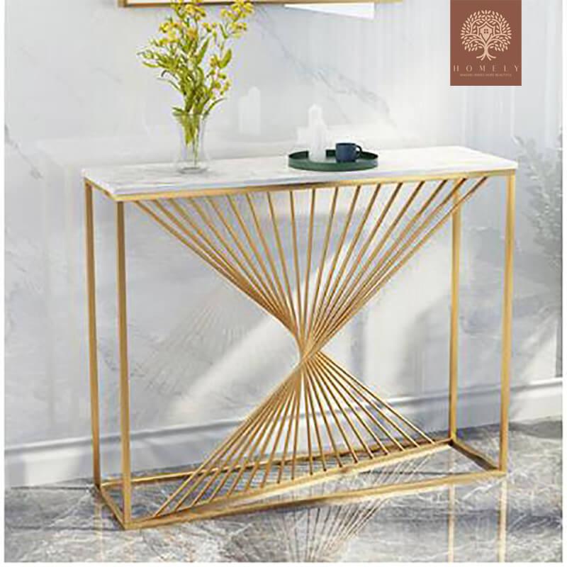 JIULIETTA-CONSOLE MODERNE AVEC CADRE EN ACIER INOXYDABLE- Homely