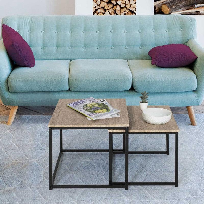 LOT DE 2 TABLES BASSES GIGOGNES DESIGN INDUSTRIEL - Homely