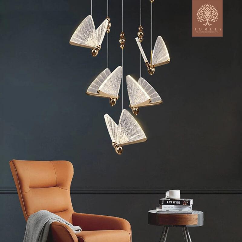 LAMPE LED LUXUEUSE SUSPENDUE EN FORME DE PAPILLON - Homely