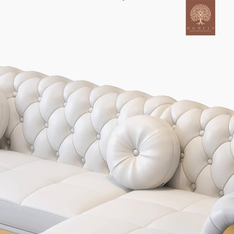 VIRGILIO-ENSEMBLE DE SALON DE LUXE AVEC CHAISE LONGUE DROITE- Homely