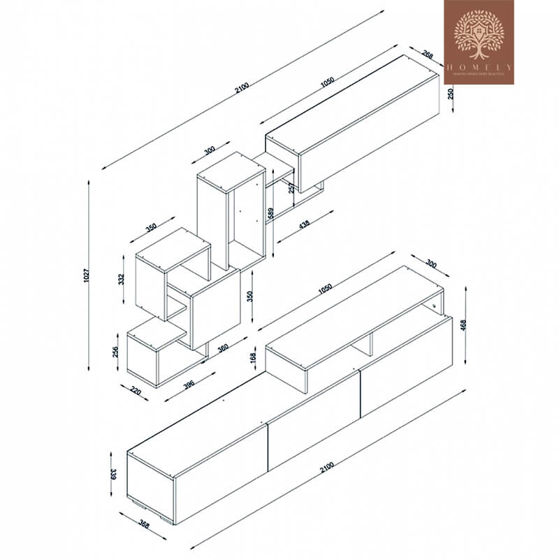 PACK PROMO I MEUBLE TV+TABLE BASSE MODERNE GARTUITE - Homely
