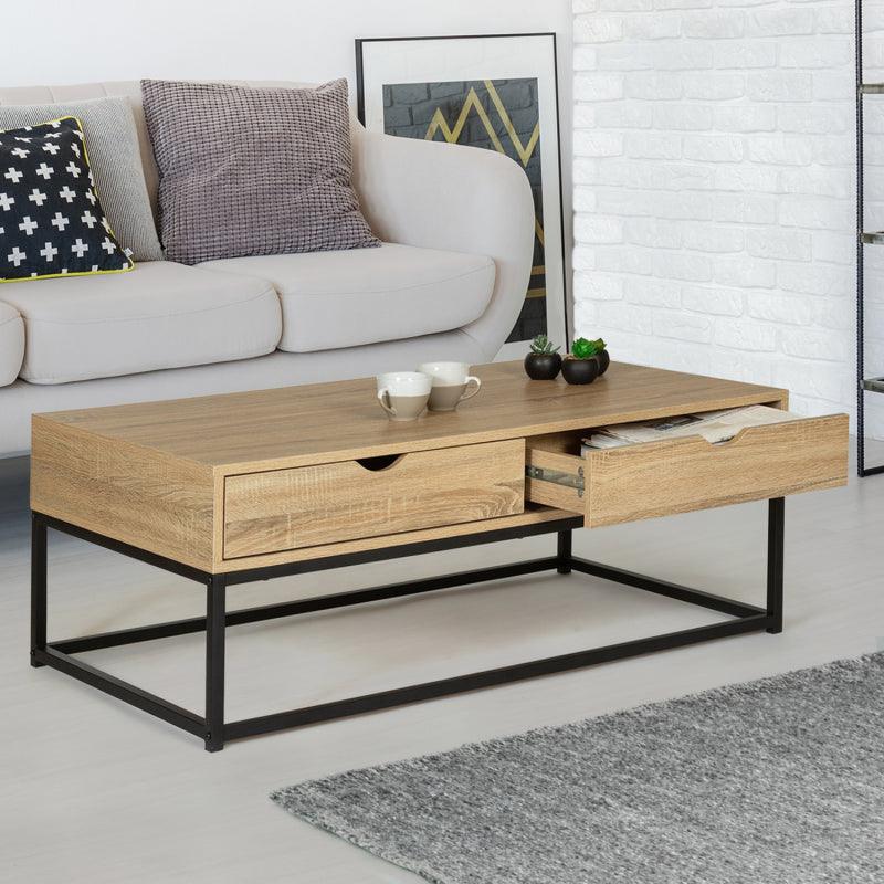 TABLE BASSE 2 TIROIRS ULGA DESIGN INDUSTRIEL - Homely