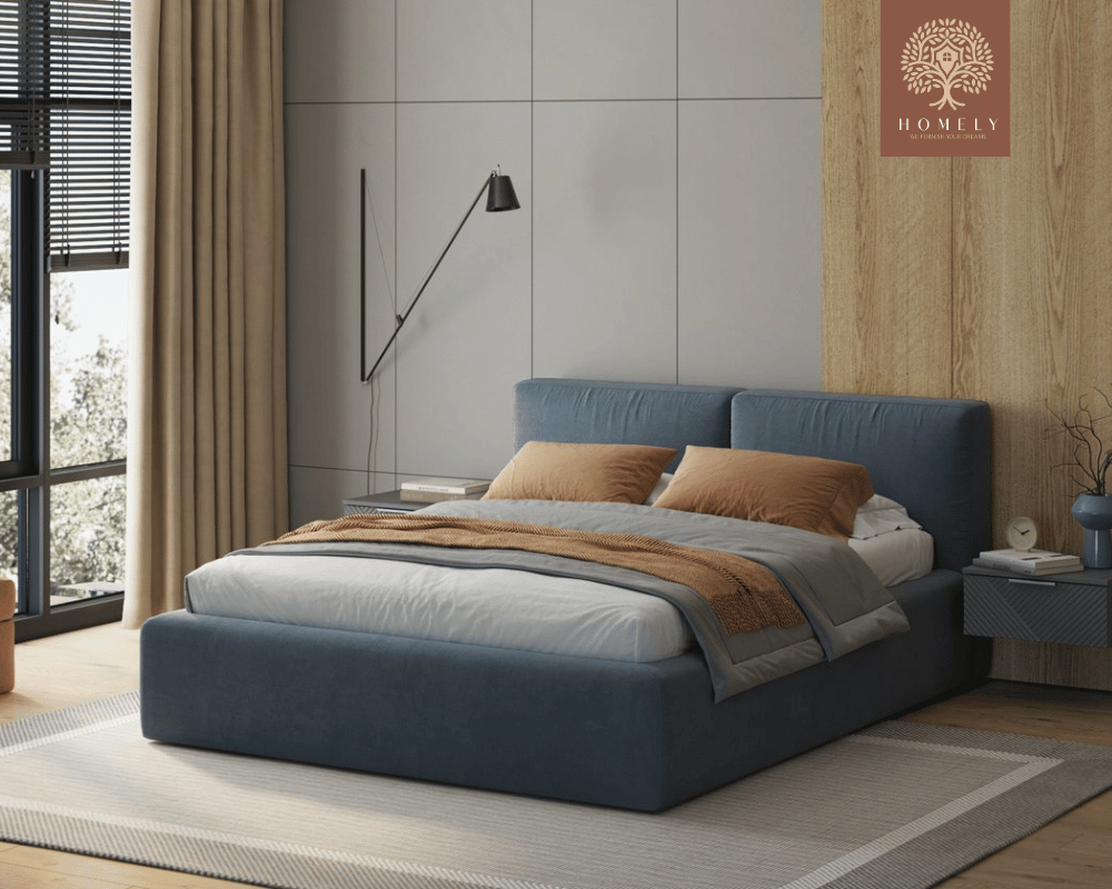 RISER | LIT DOUBLE EN TISSU ANTI-TACHES CAPITONNÉ