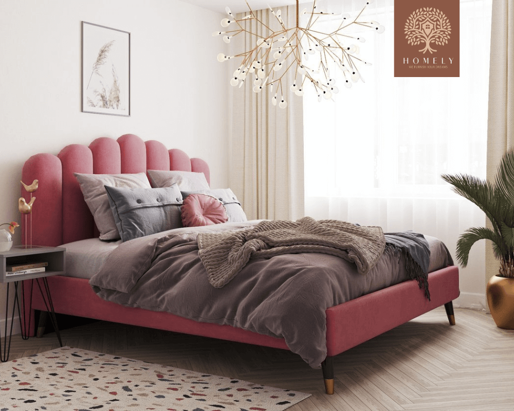 LIEL | LIT DOUBLE EN TISSU ANTI-TACHES CAPITONNÉ AVEC SOMMIER COFFRE