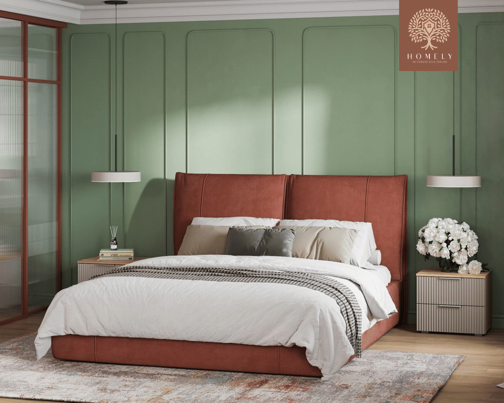 VILLOR | LIT DOUBLE EN TISSU ANTI-TACHES CAPITONNÉ