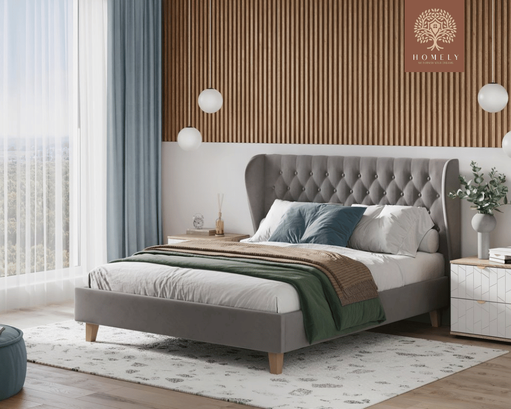 TESLA | LIT DOUBLE EN TISSU ANTI-TACHES CAPITONNÉ