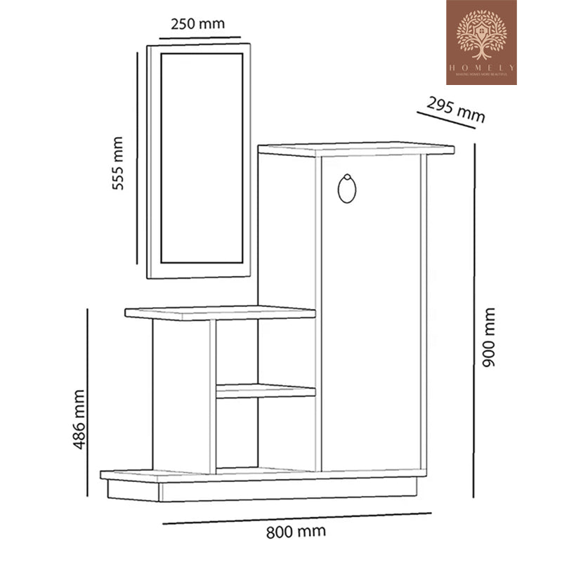 VERNA | MEUBLE D'ENTRÉE CONTEMPORAIN+MIROIR+RANGEMENT CHAUSSURES