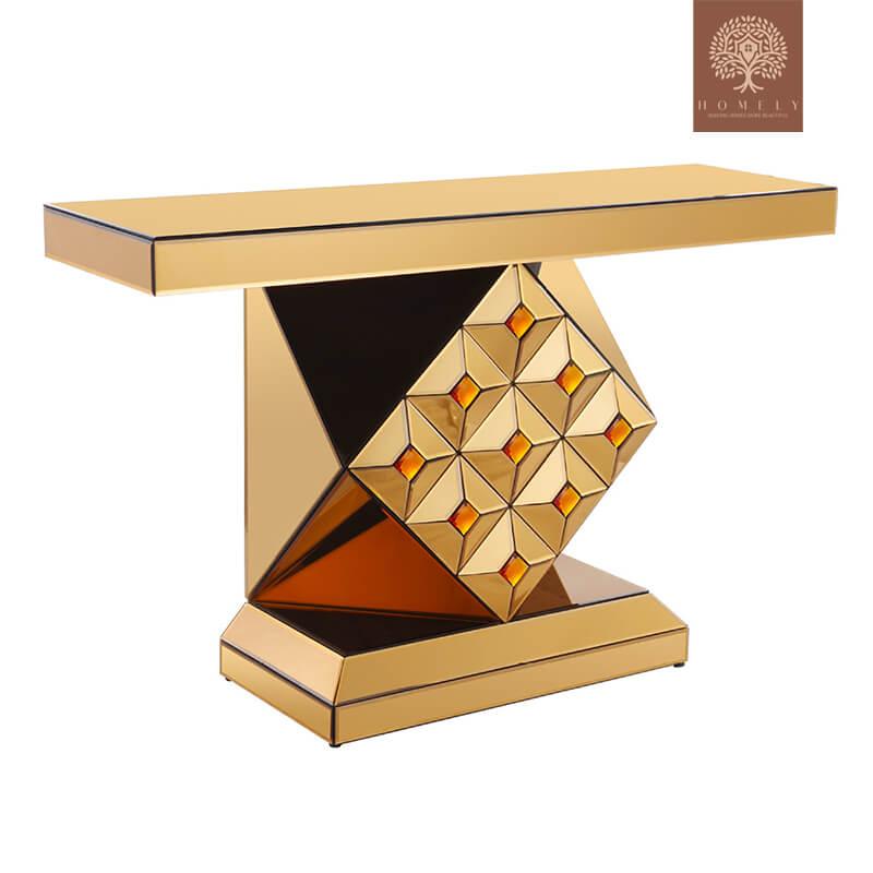 SWEN-TABLE CONSOLE ORIENTALEÀ PLATEAU EN VERRE EXOTIQUE-
