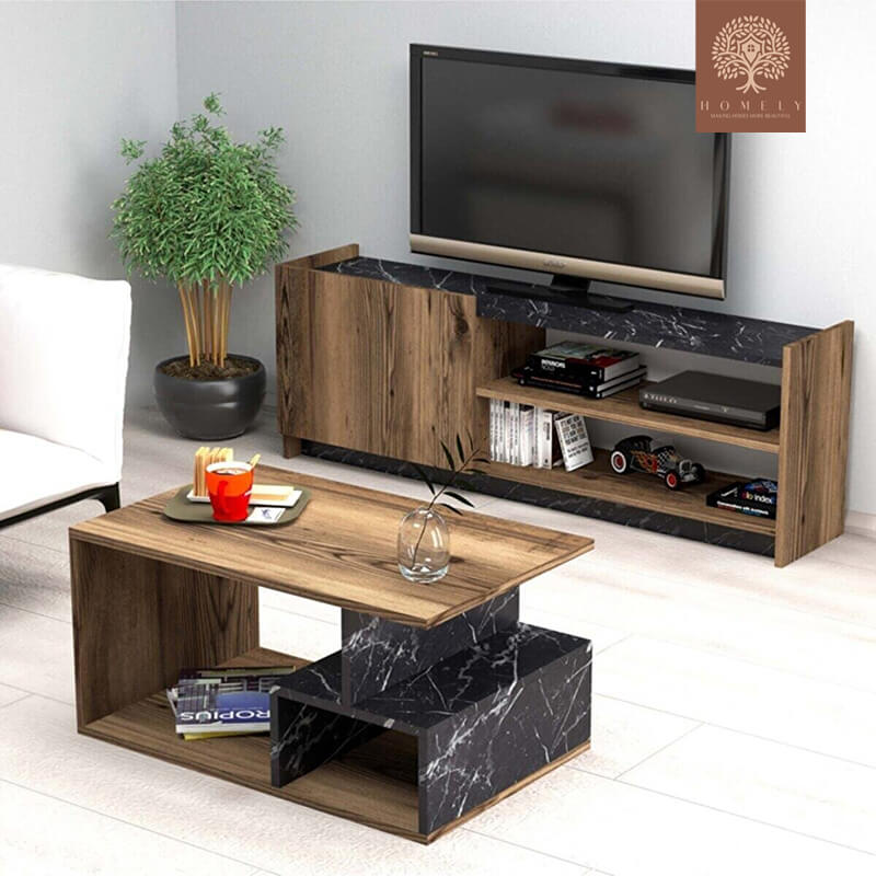STEVO I ENSEMBLE DE MEUBLE TV ET TABLE BASSE - Homely
