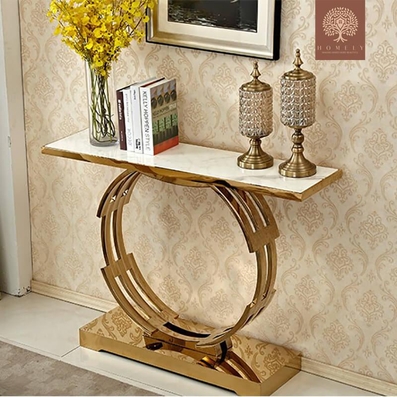 CICERO-CONSOLE MODERNE AVEC CADRE EN ACIER INOXYDABLE- Homely