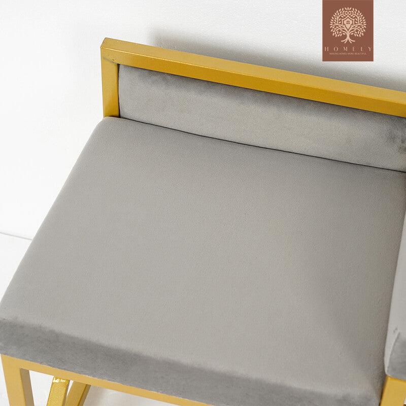 BORMAN-BANC DE RANGEMENT POUR CHAUSSURES GRIS 1000 MM, BANC D'ENTRÉE EN VELOURS REMBOURRÉ AVEC CADRE EN MÉTAL-