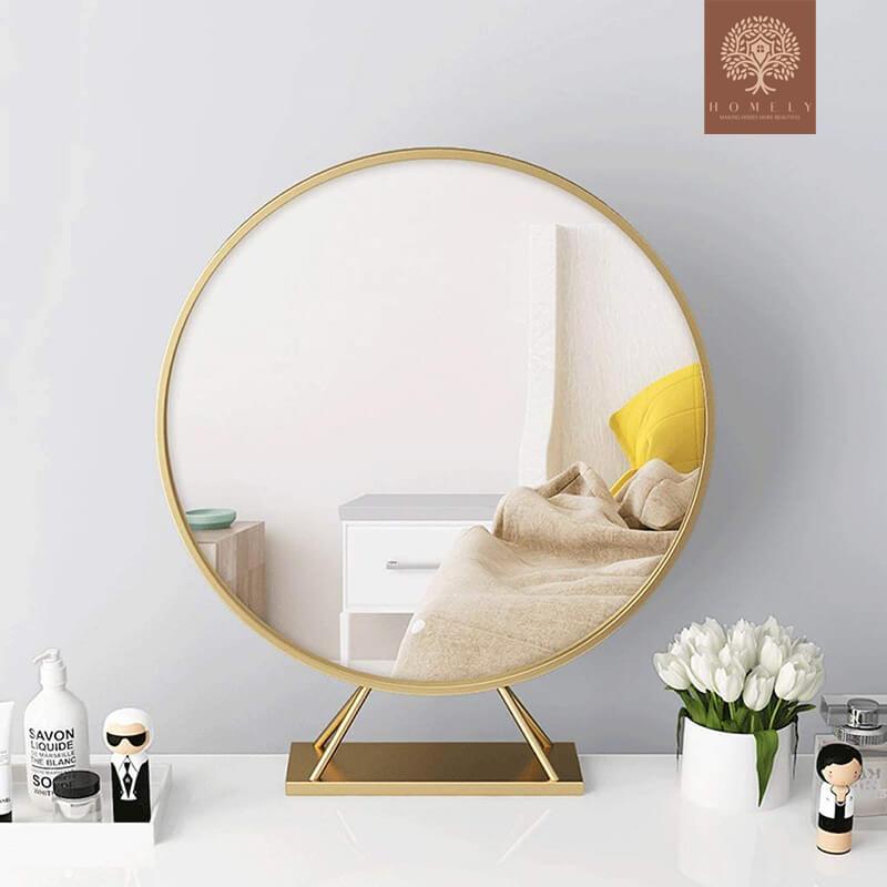 MIROIR DE MAQUILLAGE ROND EN OR - Homely