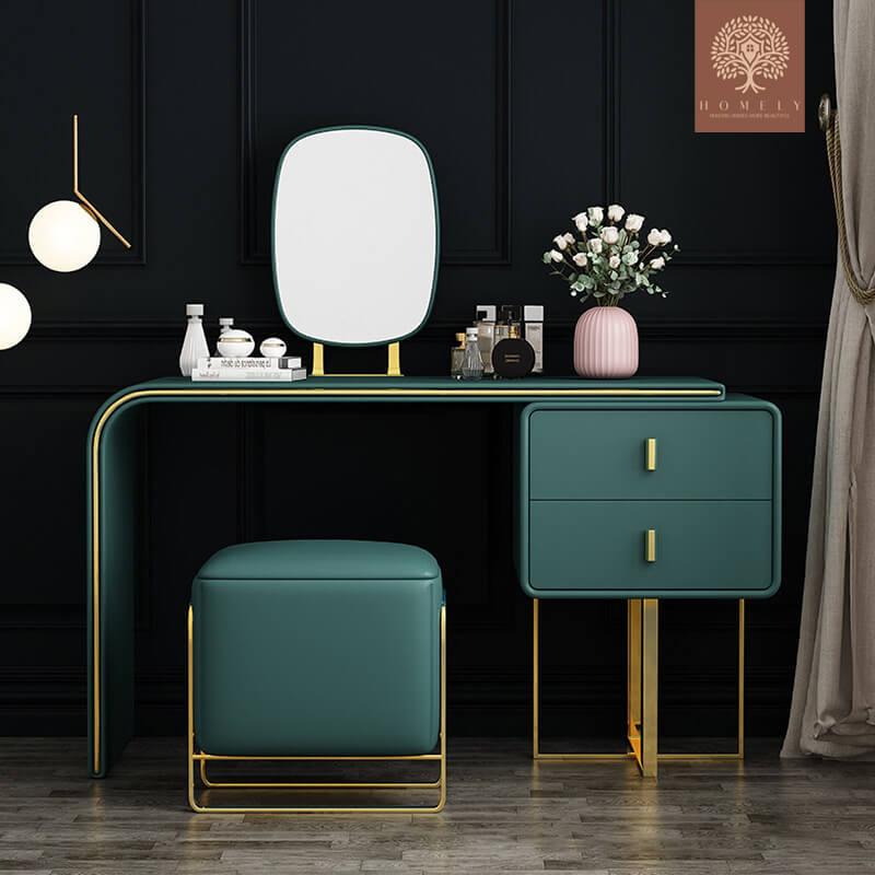 SCOT-COIFFEUSE VERT EXTENSIBLE AVEC MIROIR ET TABOURET- Homely