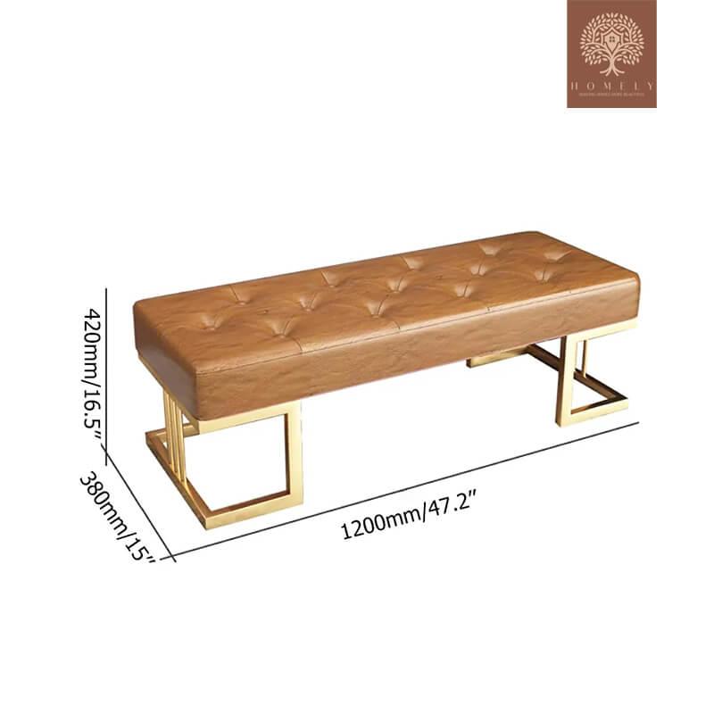 CORTE-BANC CAPITONNÉ BANC REMBOURRÉ ENTRYWAY BANC MODERNE EN CUIR PU AVEC PIEDS DORÉS-