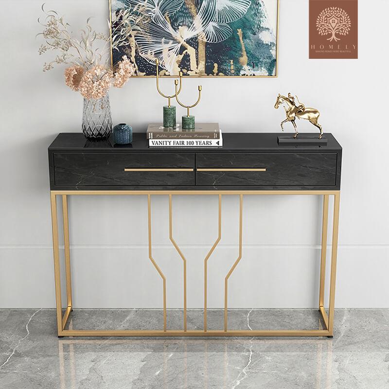 GLADWIN-TABLE CONSOLE NOIRE AVEC TIROIRS-