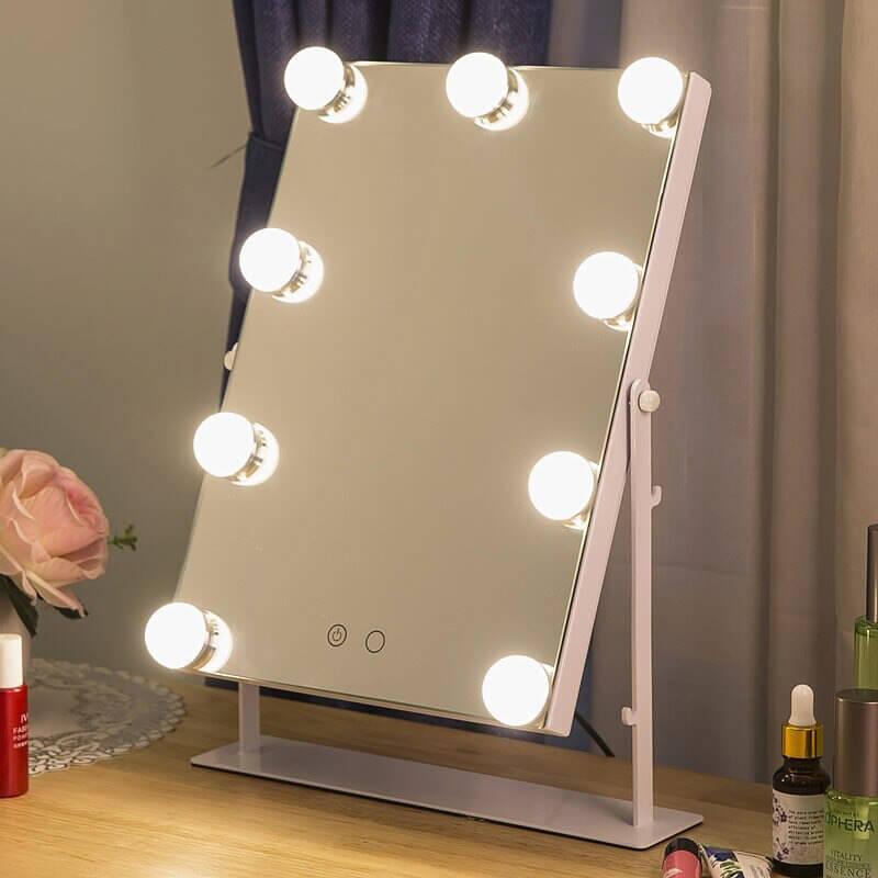 miroir de maquillage avec éclairage, miroir de maquillage éclairé avec 9  lumières LED