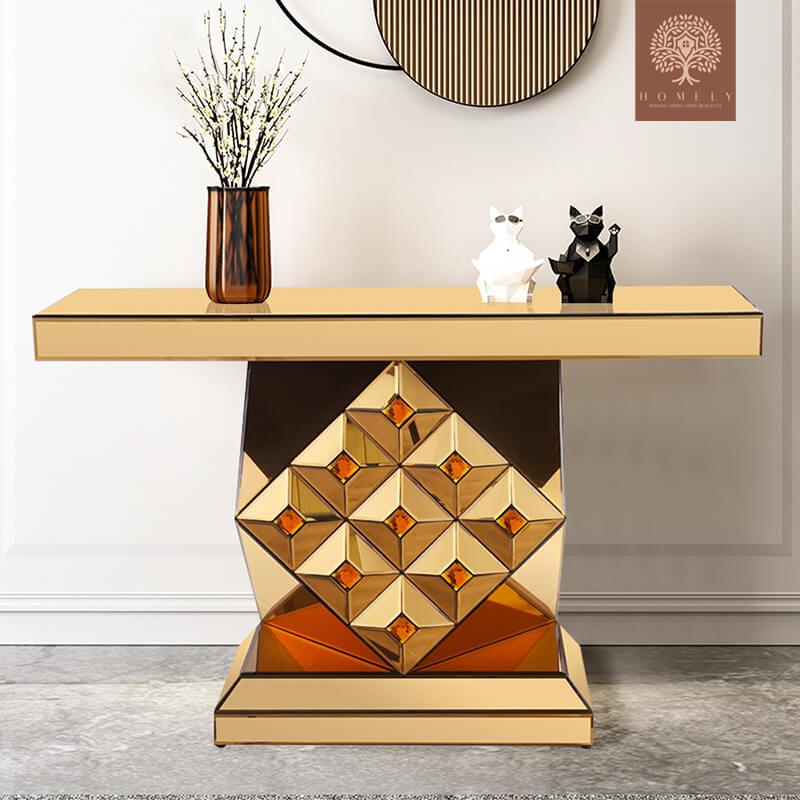 SWEN-TABLE CONSOLE ORIENTALEÀ PLATEAU EN VERRE EXOTIQUE-