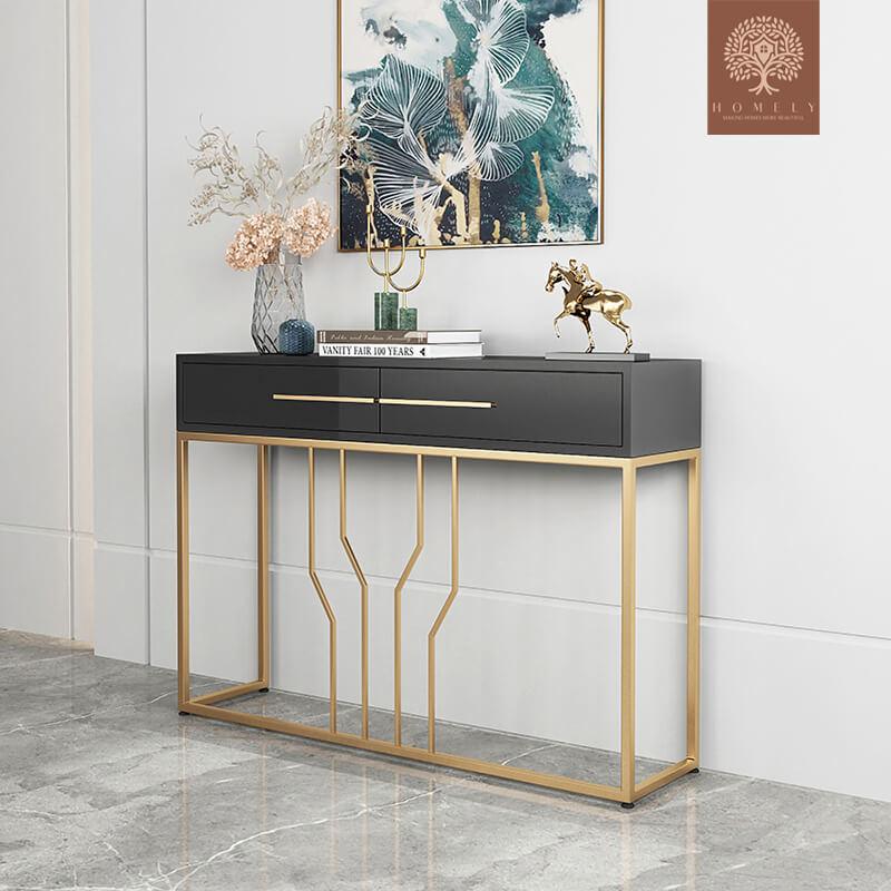 GLADWIN-TABLE CONSOLE NOIRE AVEC TIROIRS-