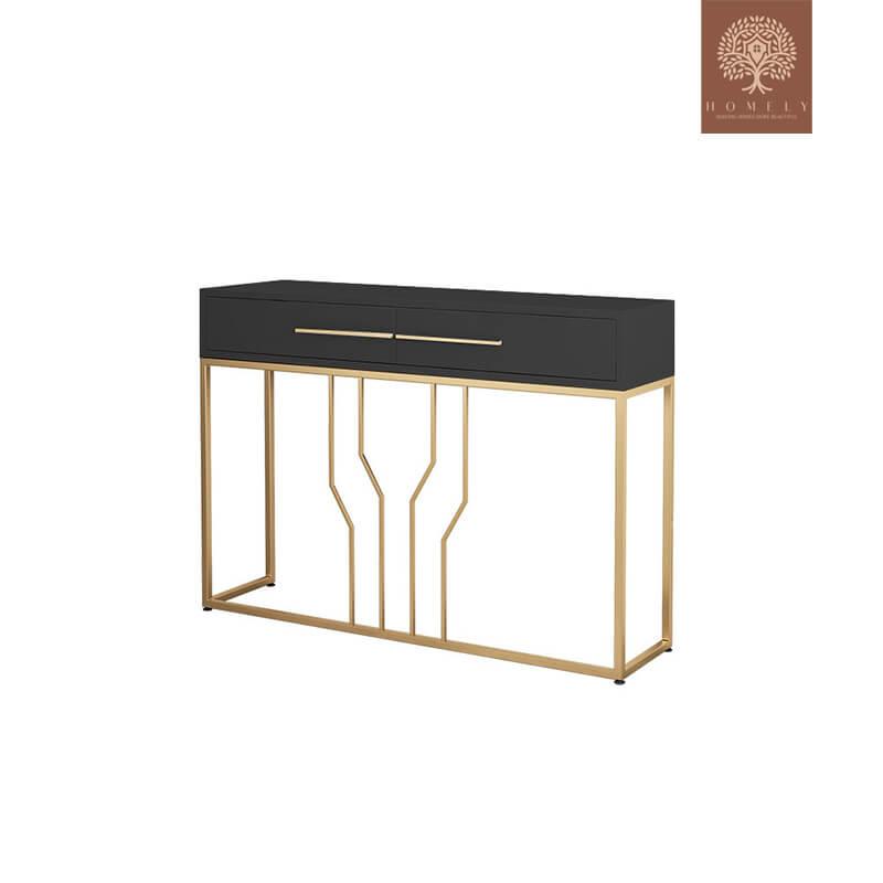 GLADWIN-TABLE CONSOLE NOIRE AVEC TIROIRS- Homely